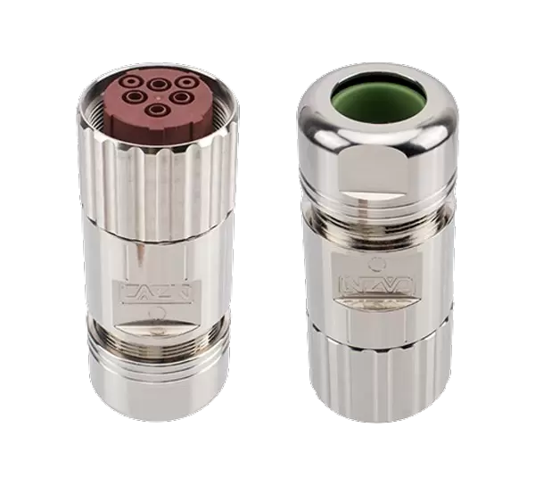 Fiche assemblée en métal femelle droite de signal M40 (à sertir)