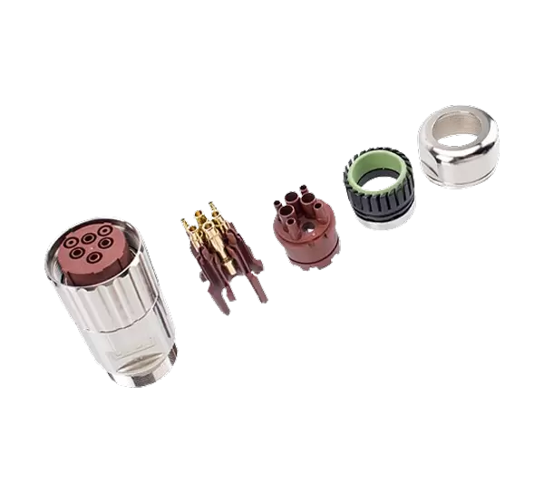 Fiche assemblée en métal femelle droite de signal M40 (à sertir)