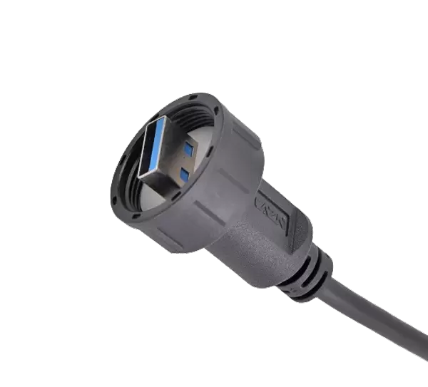 USB mâle à mâle surmoulé avec câble (fileté)